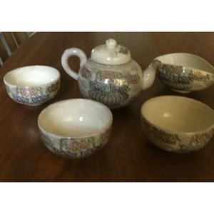 Antique ceramic Japanese tea set Kyoto kiyomizu.